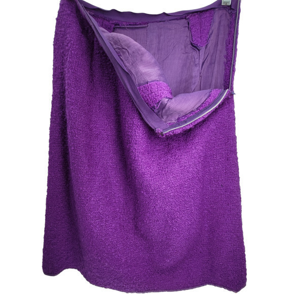 Vintage 70s Clelia Purple Boucle Wood Button Jacket Midi Straight Skirt Set Suit - Picture 15 of 17